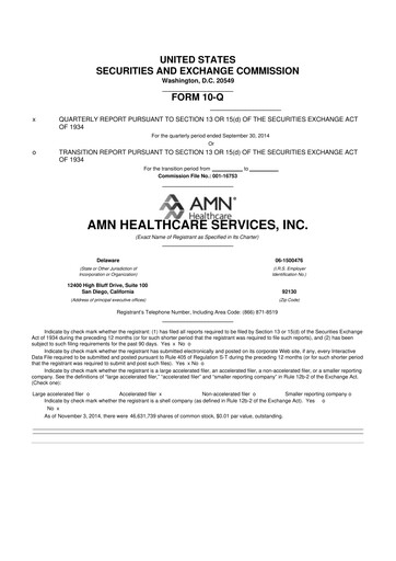 Vorschaubild AMN Healthcare Services 10-Q Quartalsbericht 2014 