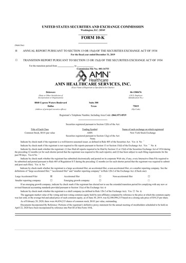 Thumbnail AMN Healthcare Services 10-K Annual Report 2019