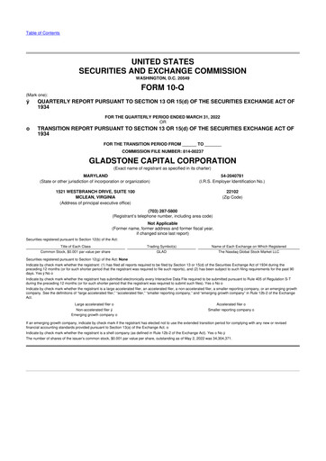 Thumbnail Gladstone Capital Corporation 10-Q Quarterly Report FY 