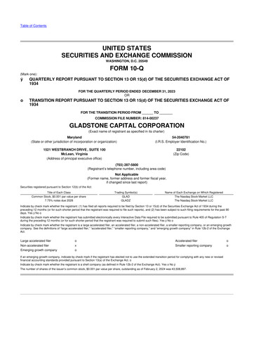 Thumbnail Gladstone Capital Corporation 10-Q Quarterly Report FY2024 