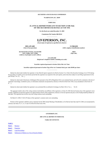 Thumbnail LivePerson 10-K Annual Report 