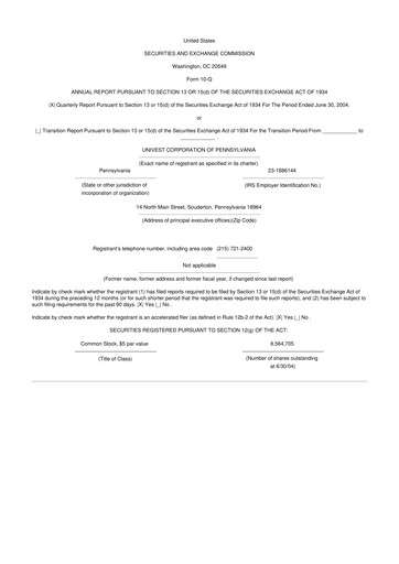 Thumbnail Univest Financial Corporation 10-Q Quarterly Report FY 