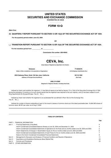 Thumbnail CEVA
 10-Q Quarterly Report FY 