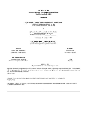 Thumbnail Diodes Incorporated 10-Q Quarterly Report FY 