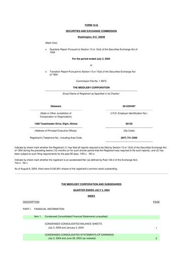 Thumbnail Middleby 10-Q Quarterly Report FY 