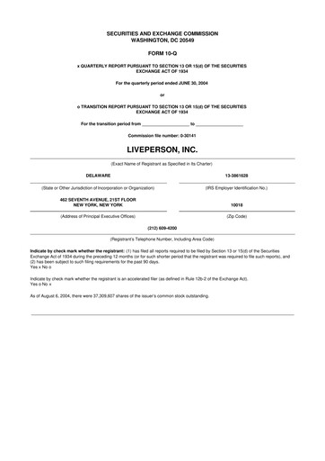 Miniature LivePerson 10-Q Rapport trimestriel  