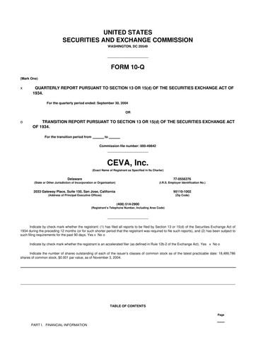 Thumbnail CEVA
 10-Q Quarterly Report FY 
