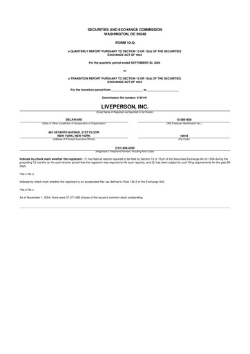 Miniature LivePerson 10-Q Rapport trimestriel  