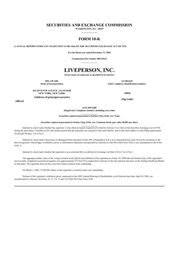 Thumbnail LivePerson 10-K Annual Report 