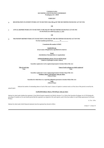 Thumbnail RADCOM 20-F Annual Report 