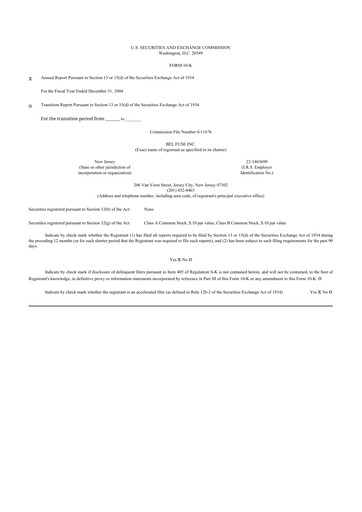 Thumbnail Bel Fuse 10-K Annual Report 