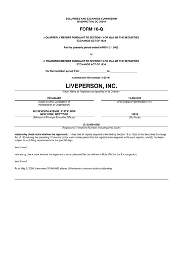 Miniature LivePerson 10-Q Rapport trimestriel  