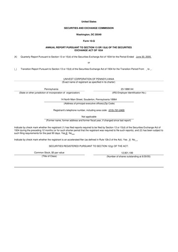 Thumbnail Univest Financial Corporation 10-Q Quarterly Report FY 