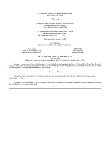 Thumbnail Bel Fuse 10-Q Quarterly Report FY 
