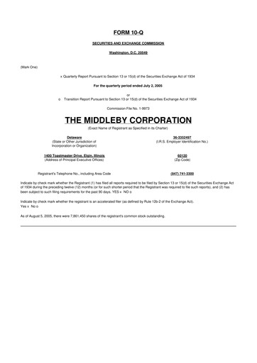 Thumbnail Middleby 10-Q Quarterly Report FY 