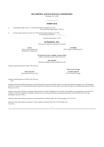 Thumbnail AutoZone 10-K Annual Report 