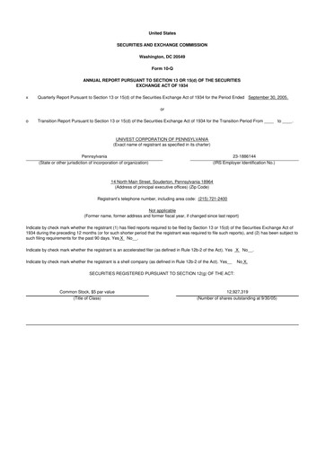 Thumbnail Univest Financial Corporation 10-Q Quarterly Report FY 