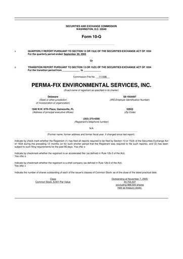Miniature Perma-Fix Environmental Services 10-Q Rapport trimestriel  