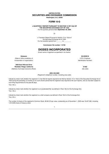 Thumbnail Diodes Incorporated 10-Q Quarterly Report FY 