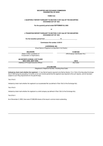 Miniature LivePerson 10-Q Rapport trimestriel  