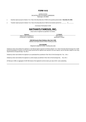 Miniature Nathan's Famous 10-Q Rapport trimestriel  