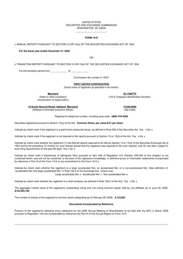 Thumbnail First United Corporation 10-K Annual Report 
