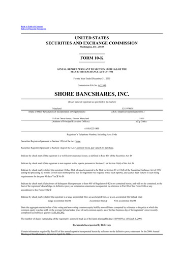 Thumbnail Shore Bancshares 10-K Annual Report 