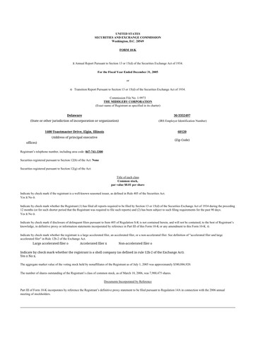 Thumbnail Middleby 10-K Annual Report 