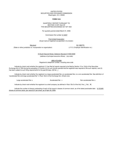 Thumbnail First United Corporation 10-Q Quarterly Report FY 