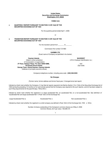 Vorschaubild Garmin 10-Q Quartalsbericht  