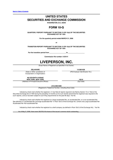 Miniature LivePerson 10-Q Rapport trimestriel  