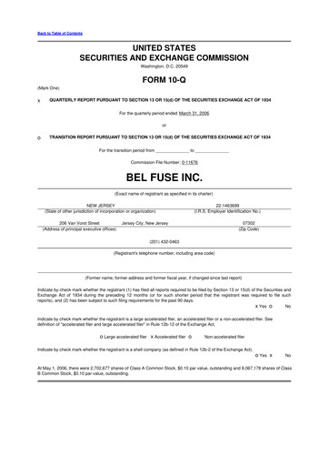 Thumbnail Bel Fuse 10-Q Quarterly Report FY 