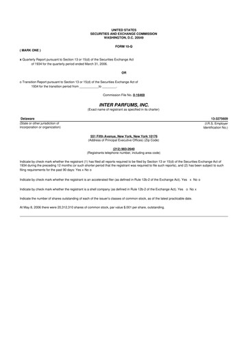 Thumbnail Interparfums 10-Q Quarterly Report FY 