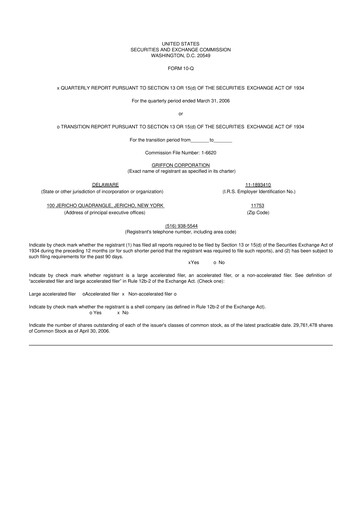 Thumbnail Griffon Corporation
 10-Q Quarterly Report FY 