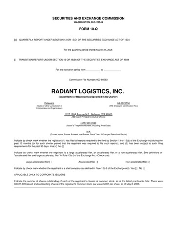 Thumbnail Radiant Logistics
 10-Q Quarterly Report FY 