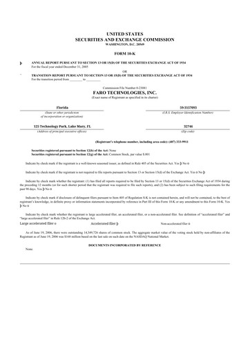 Thumbnail Faro Technologies
 10-K Annual Report 