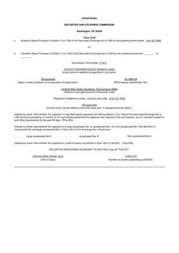 Thumbnail Univest Financial Corporation 10-Q Quarterly Report FY 