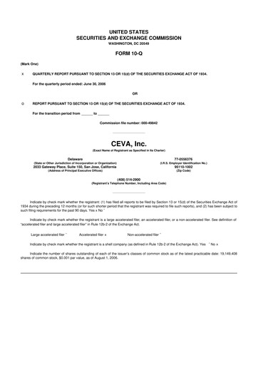 Thumbnail CEVA
 10-Q Quarterly Report FY 
