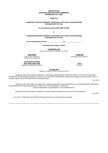 Miniature LivePerson 10-Q Rapport trimestriel  