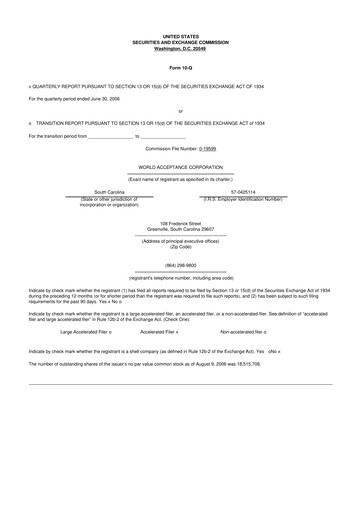 Thumbnail World Acceptance Corporation 10-Q Quarterly Report FY 
