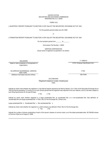 Thumbnail Griffon Corporation
 10-Q Quarterly Report FY 