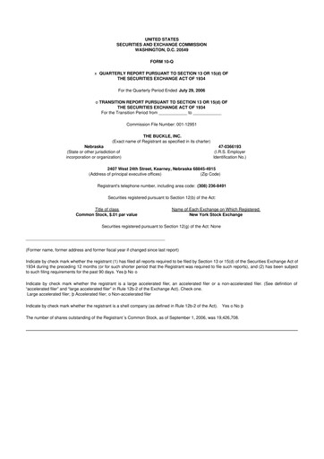 Thumbnail Buckle
 10-Q Quarterly Report FY 