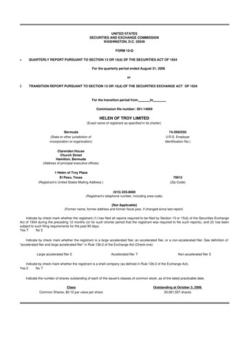 Vorschaubild Helen of Troy 10-Q Quartalsbericht  