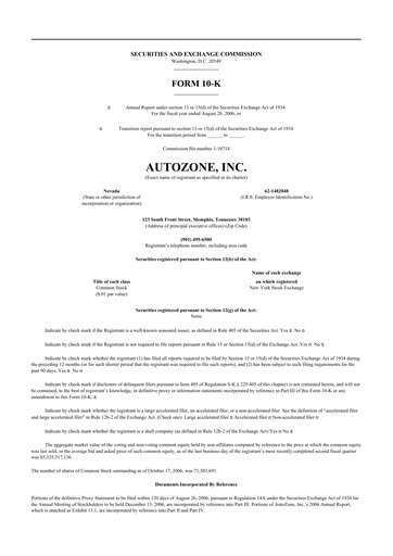 Thumbnail AutoZone 10-K Annual Report 
