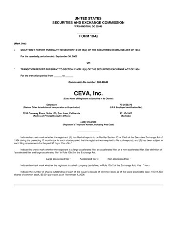 Thumbnail CEVA
 10-Q Quarterly Report FY 