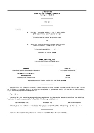 Thumbnail Jakks Pacific
 10-Q Quarterly Report FY 