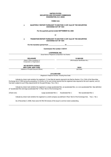 Miniature LivePerson 10-Q Rapport trimestriel  