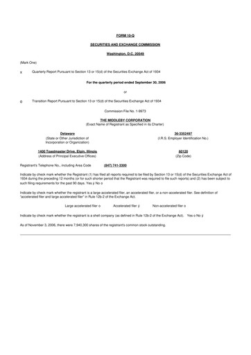 Thumbnail Middleby 10-Q Quarterly Report FY 