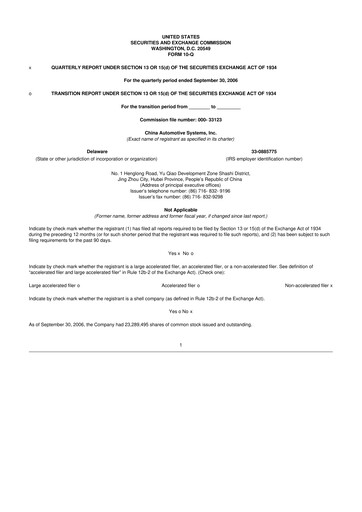 Vorschaubild China Automotive Systems 10-Q Quartalsbericht  