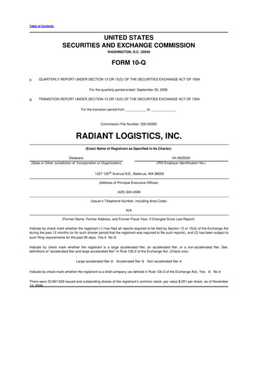 Thumbnail Radiant Logistics
 10-Q Quarterly Report FY 